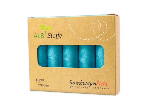 Hamburger Liebe Stitch Me 5er Nähgarn Set - Türkis - (5x 200m) Stärke 120