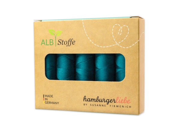 Hamburger Liebe Stitch Me 5er Nähgarn Set - Petrol - (5x 200m) Stärke 120