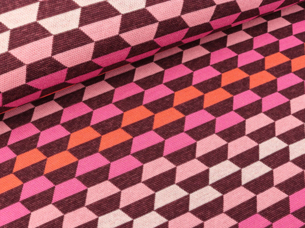 Hamburger Liebe 5 Farb-Jacquardjersey Sweet Home Laid Back bordeaux-rosa scuro-ortensia-luce rosso-weiß