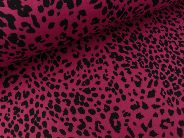 Mantel- und Jackenstoff Glasgow Print Leo dark fuchsia-schwarz