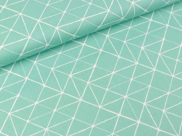 Baumwoll Webware Kurt Linien weiß auf Mint