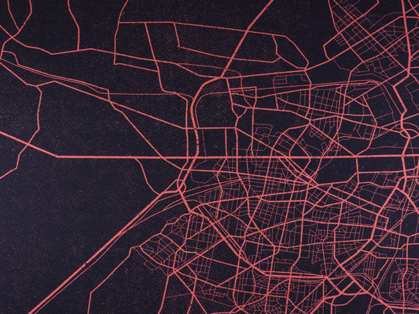 French Terry Urban Network tiefblau-rouge by Thorsten Berger Panel 75cm