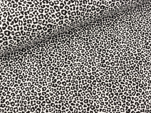 Baumwolljersey Mini Leoprint schwarz-weiß