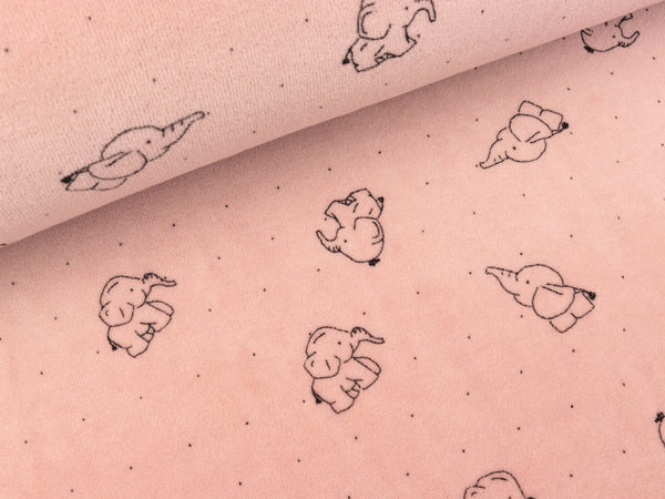 Nicki Velour Elephant schwarz auf Staubrosa