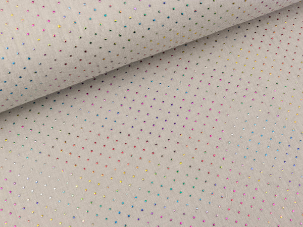 Baumwoll Musselin Double Gauze Bambino Dew Drops bunt auf Silbergrau