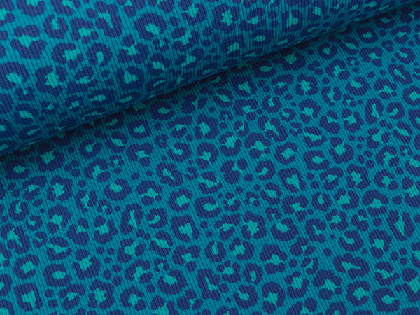 Gerippter Baumwolljersey Panther petrol-dunkelblau-türkis