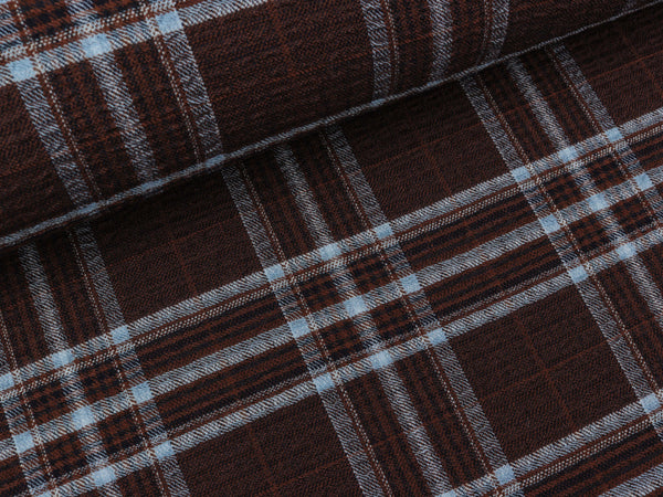 Washed Viskose Krepp Checks tobacco-blue