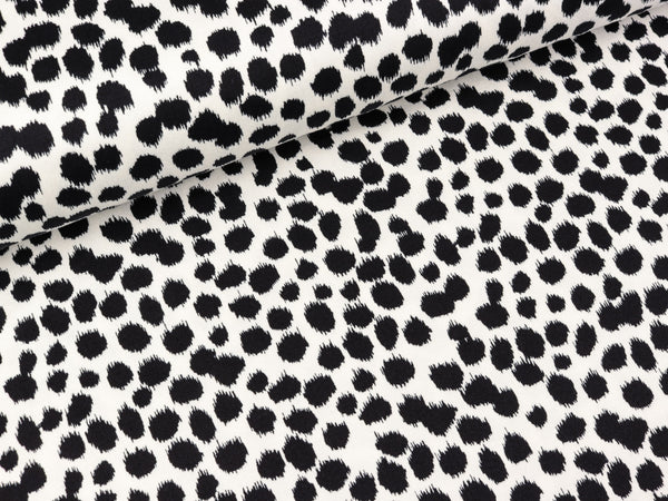 Baumwollsatin Tupfen navy auf Weiß