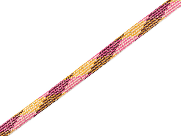 1m Flachkordel Twist Me Plaid Shine curry-meringa-ortensia-bordeaux-gold 15mm