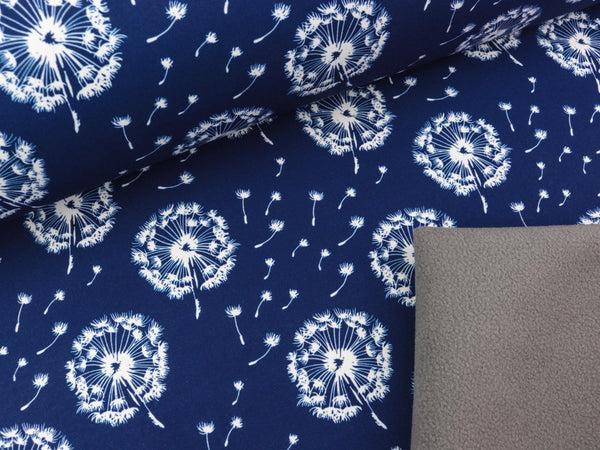 Softshell Fiete Weiße Pusteblumen auf Dunkelblau