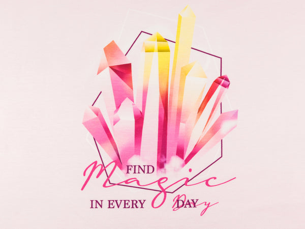 Baumwolljersey Crystal Magic Kristalle hellrosa-pink-gelb by Lycklig Design Panel 75cm