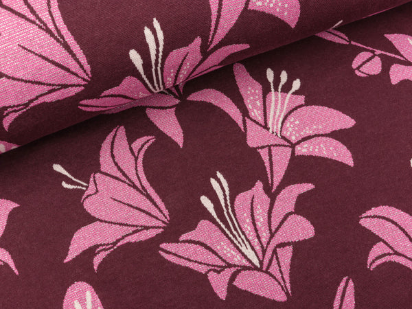 Hamburger Liebe 3 Farb-Jacquardjersey Shine Like a Lily bordeaux