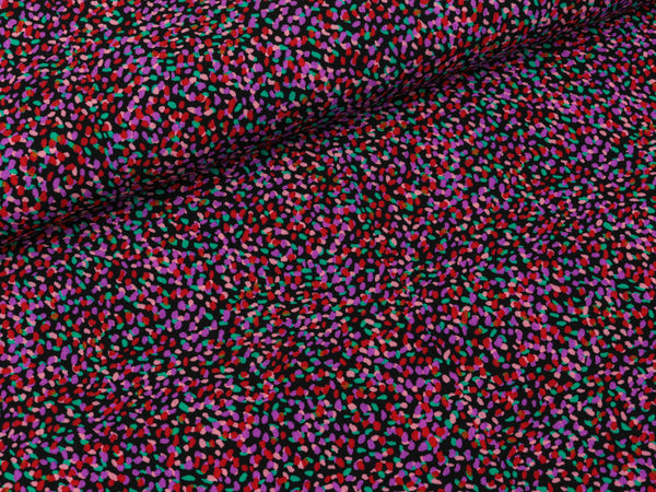 Viskosestoff Carla Bunte Streublümchen auf Schwarz