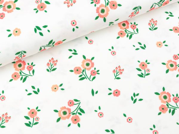 Baumwolljersey Jonne Kleine Blümchen auf Weiß