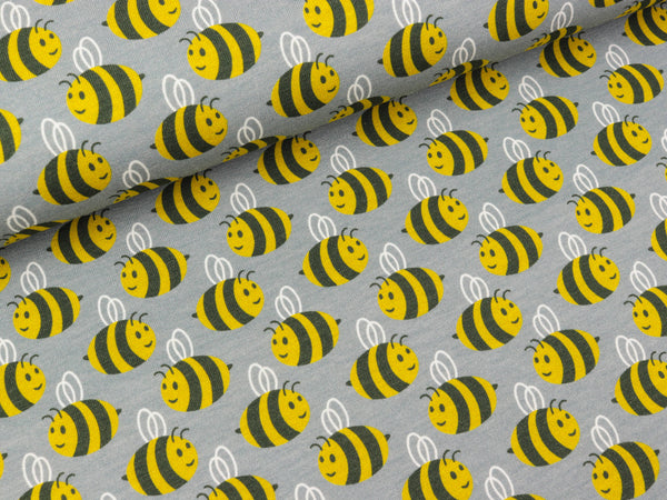 Baumwolljersey Animal Minis Bienen auf Grau by Käselotti