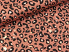 Baumwolljersey Panther terra mit kupferfarbenem Folienprint