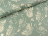 Baumwolljersey Flamingo auf dusty green mit kupferfarbenem Folienprint