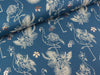 Baumwolljersey Flamingo auf jeansblau mit kupferfarbenem Folienprint