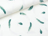 Baumwolljersey Feathers dusty green auf Weiß
