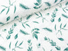 Baumwolljersey Leaves dusty green auf Weiß