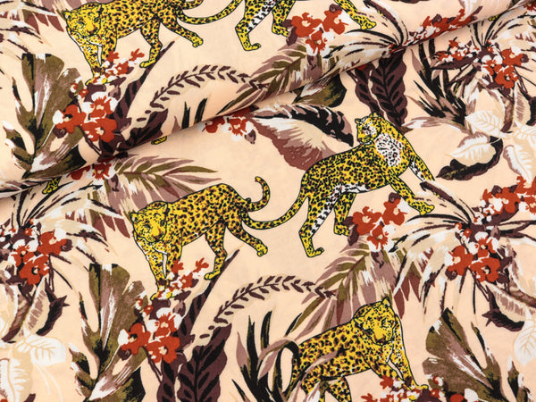 Viskosestoff Chally Safari bunt auf Nude