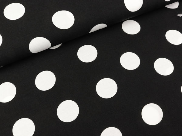 Viskosestoff Chally Big Dots weiß auf Schwarz
