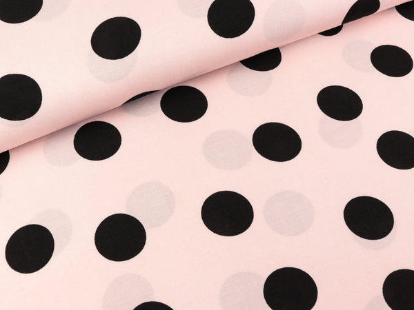 Viskosestoff Chally Big Dots schwarz auf Nude