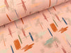 French Terry Print brushed Ikat bunt auf Old pink