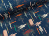 French Terry Print brushed Ikat bunt auf Navy