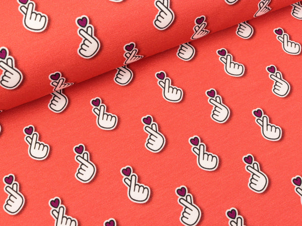 Hamburger Liebe Baumwolljersey Sakura Baby Hearts luce rosso