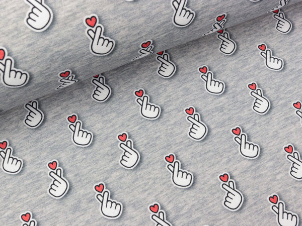 Hamburger Liebe Baumwolljersey Sakura Baby Hearts mittelgrau meliert