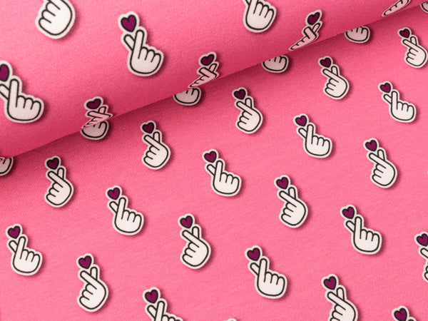 Hamburger Liebe Baumwolljersey Sakura Baby Hearts rosa scuro