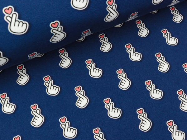 Hamburger Liebe Baumwolljersey Sakura Baby Hearts blue navy