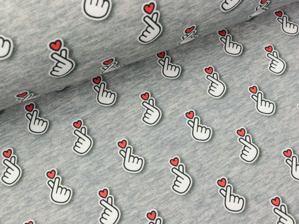 Hamburger Liebe Baumwollsweat Sakura Baby Hearts mittelgrau meliert