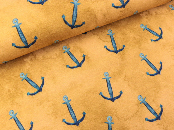 French Terry Anchor auf Ochre Watercolor-Style