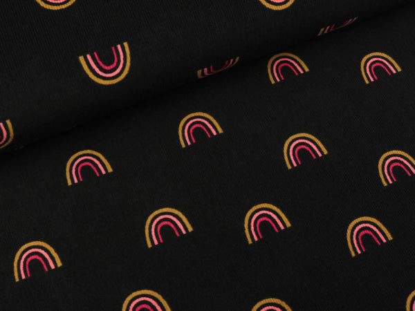 Babycord Feincord Rainbow bunt auf Schwarz
