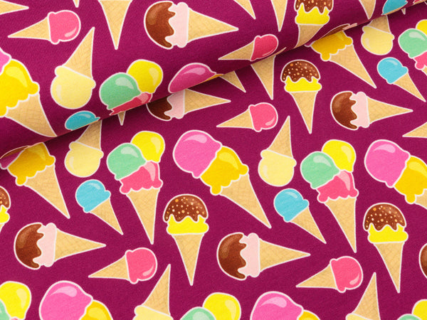 Baumwolljersey Theo Bunte Eistüten auf Erika