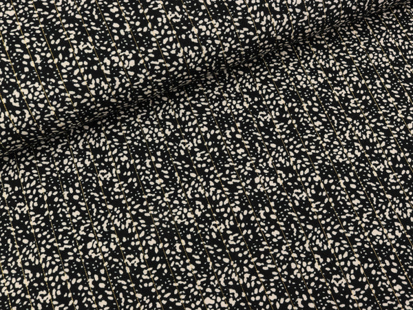 Viskosestoff Chally Lurex Stripe gold-schwarz-creme