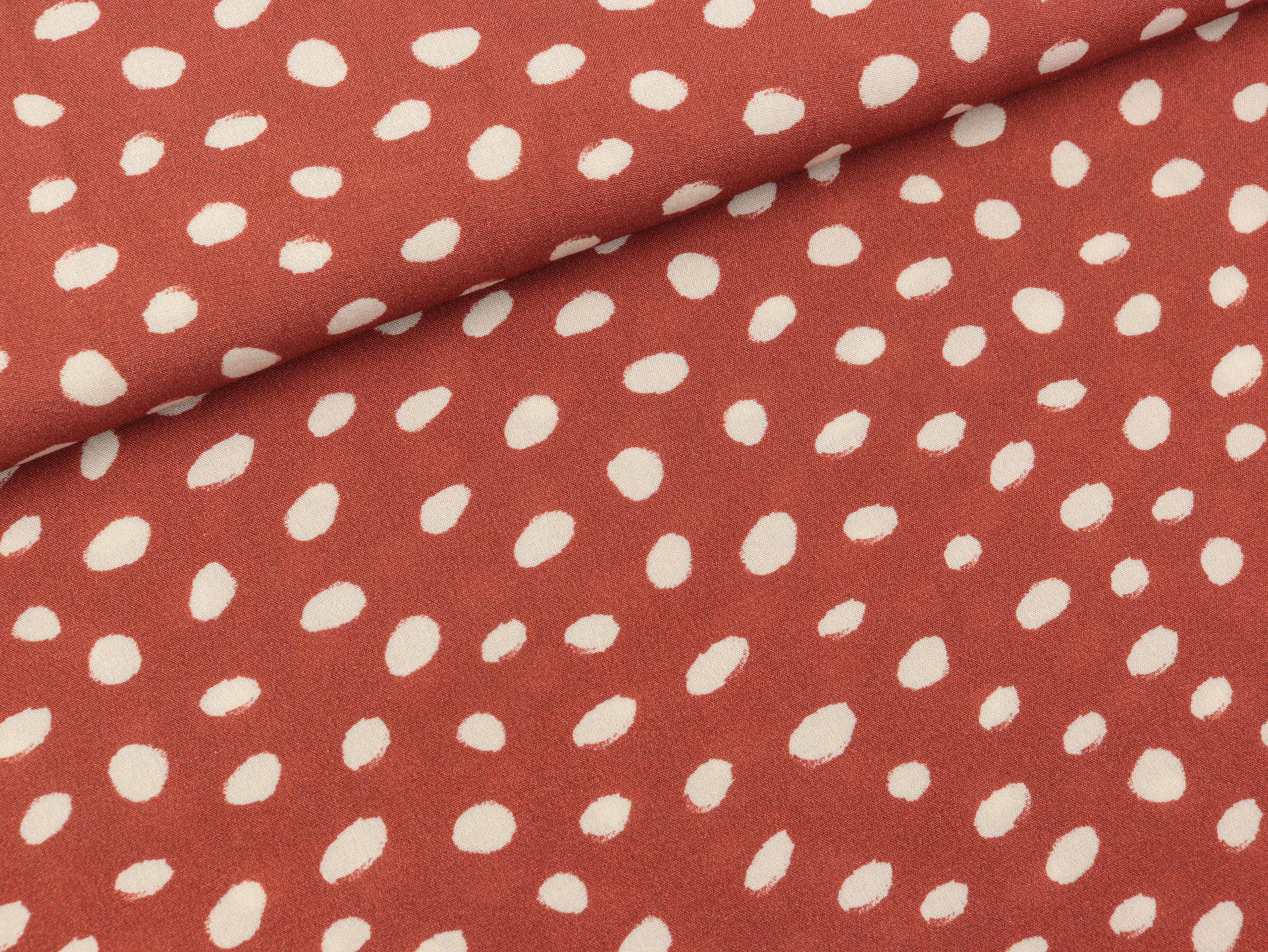 Viskosestoff Yvonne Tupfen natur auf Terracotta Das hüpfende Komma