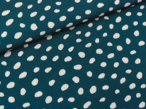 Viskosestoff Yvonne Tupfen natur auf Petrol