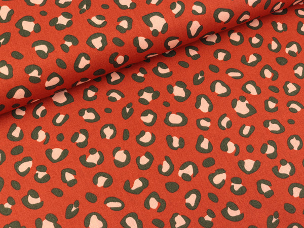 Baumwollpopeline Animal Skin Leoprint terracotta