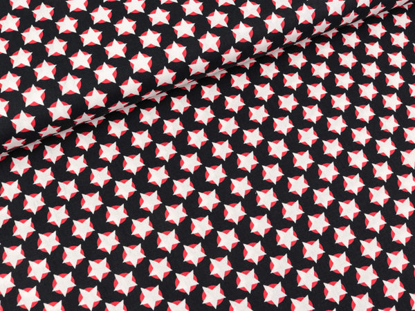 Steinbeck Webware Engel und Teufel Sterne weiß-rot auf Schwarz