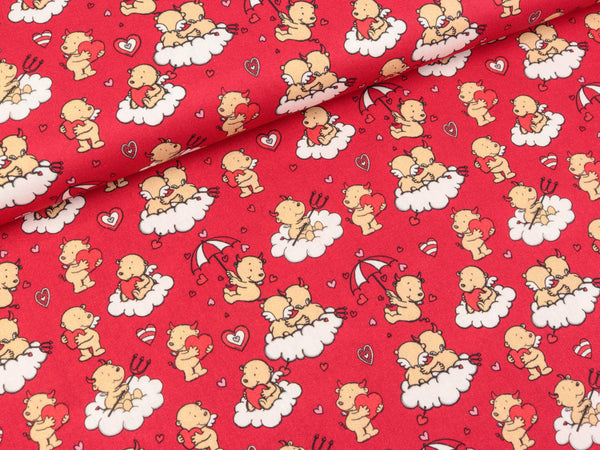 Steinbeck Webware Engel und Teufel in den Wolken auf Rot