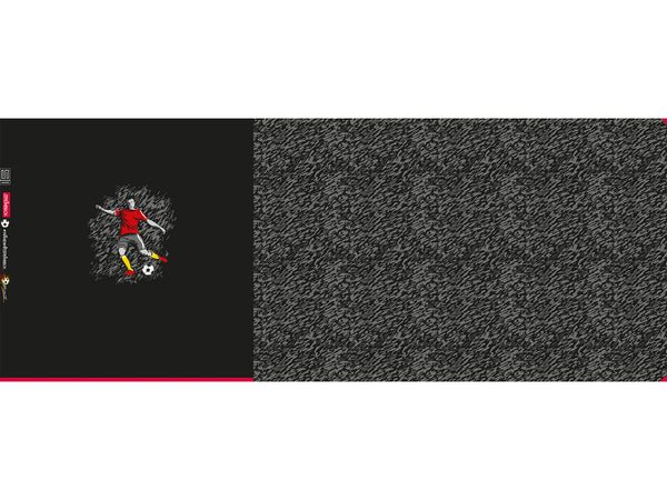 Steinbeck Baumwolljersey Let's Play Fußballer auf schwarz-grau schraffiert Panel 65cm