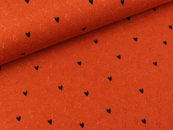 Pointoille Jersey Loch Strick Heart schwarz auf Ziegel