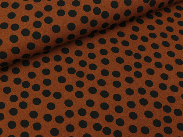 Crepe Georgette Print Dots schwarz auf Tobacco