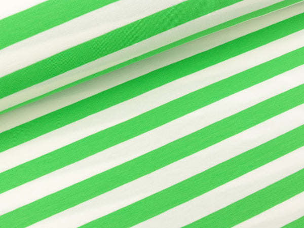 Baumwolljersey Sommerstreifen clorofilla-weiß by Albstoffe