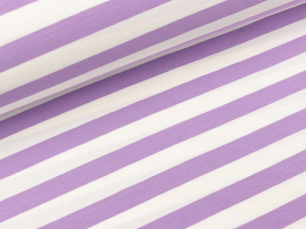 Baumwolljersey Sommerstreifen glicine-weiß by Albstoffe