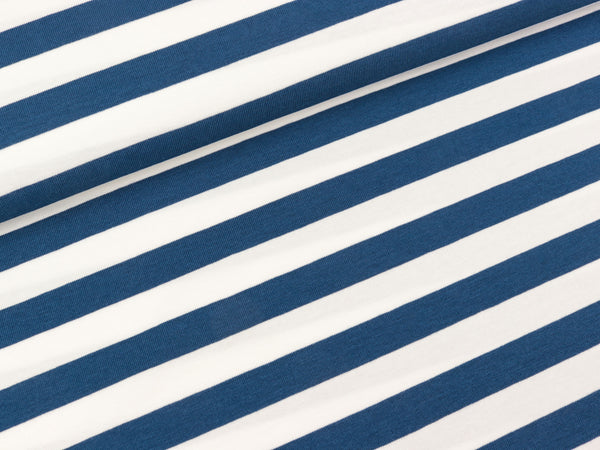 Baumwolljersey Sommerstreifen atlantic-weiß by Albstoffe