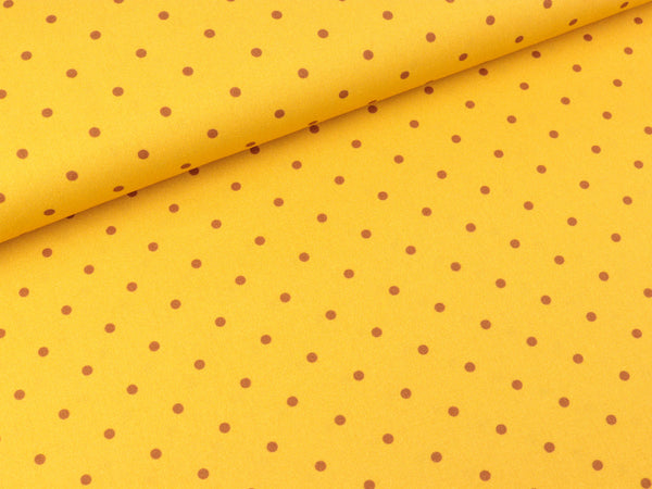 Baumwoll Webware Kim Pünktchen ocker auf Senfgelb